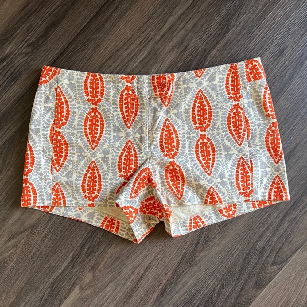 J. Crew Geometric Leaf Print Chino Shorts Size 10